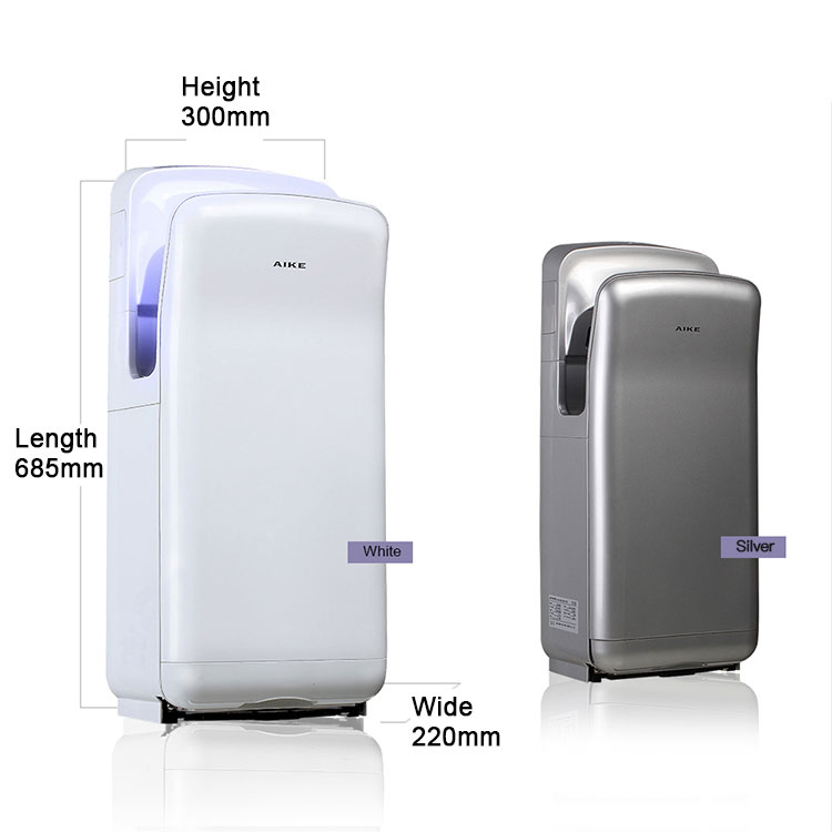 AIKE AK2005H Premium ABS Commercial High Speed Jet Hand Dryer with HEPA Filter 1850W White 